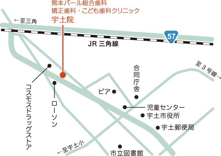 熊本パール総合歯科・矯正歯科・こども歯科クリニック宇土院マップ